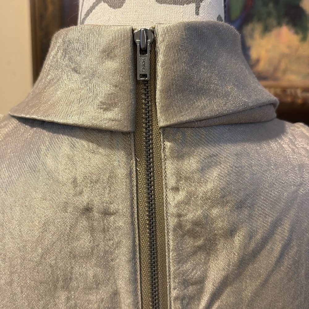 Ann Taylor Gold Shimmer Elegant Cowl Neck Sleeveless Zipper back Top - Picture 6 of 10